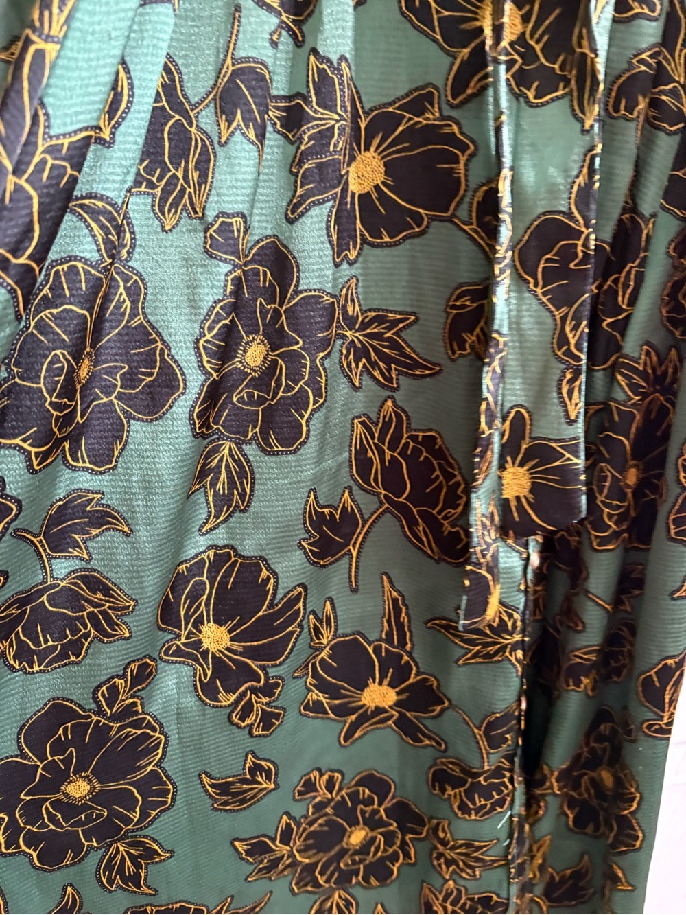 Who What Wear Green Floral Tie Waist Shirt Midi Dress L - Picture 6 of 9